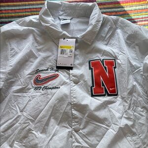 Crazy deal Nike Swoosh patch logo Gray orange jacket size small oversized nwt